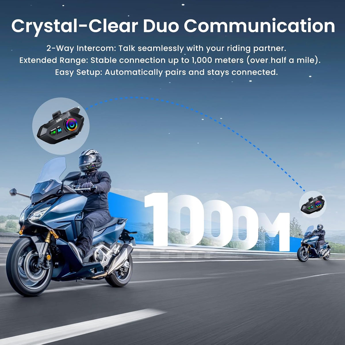 Khptop Auriculares Bluetooth para casco de motocicleta, intercomuni...