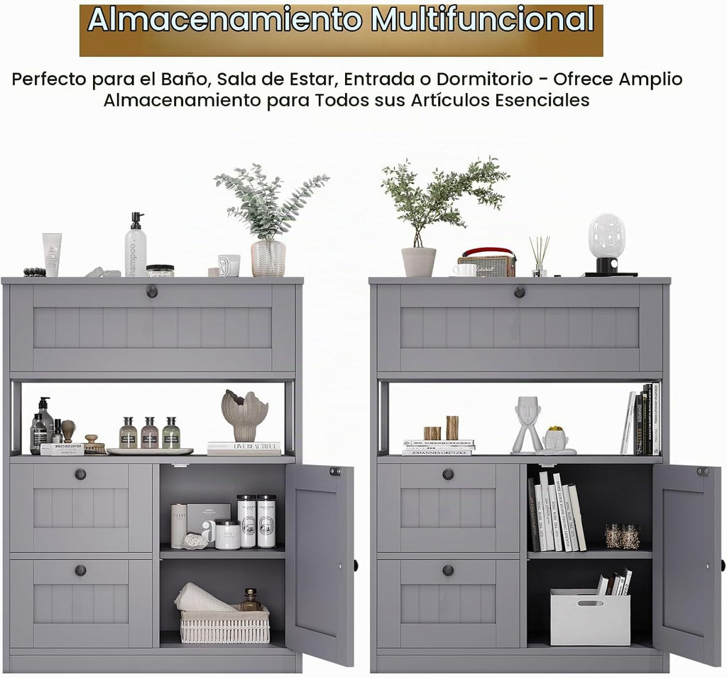 GRUSIGN Armario de baño, moderno organizador de armario de almacena...