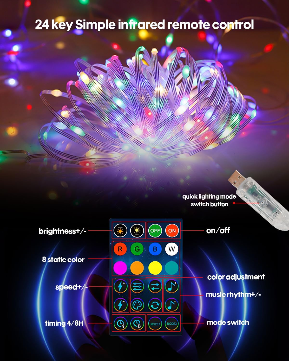 Super RGB Guirnalda de luces inteligentes de 66 pies, 200 LED, camb...
