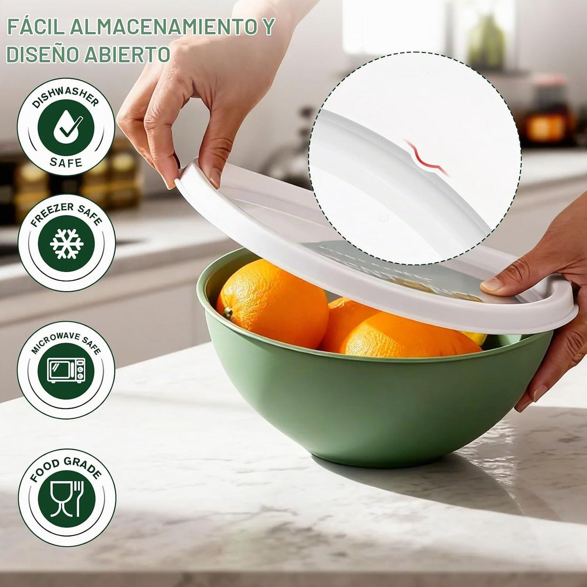 Juego de 6 cuencos de plástico para mezclar con tapas para cocina,...