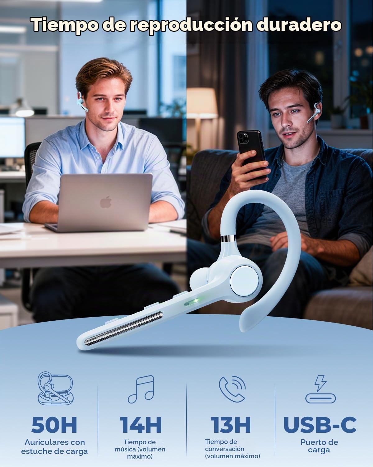 Ngsod Auricular Bluetooth V5.4, auricular inalámbrico USB Dongle co...