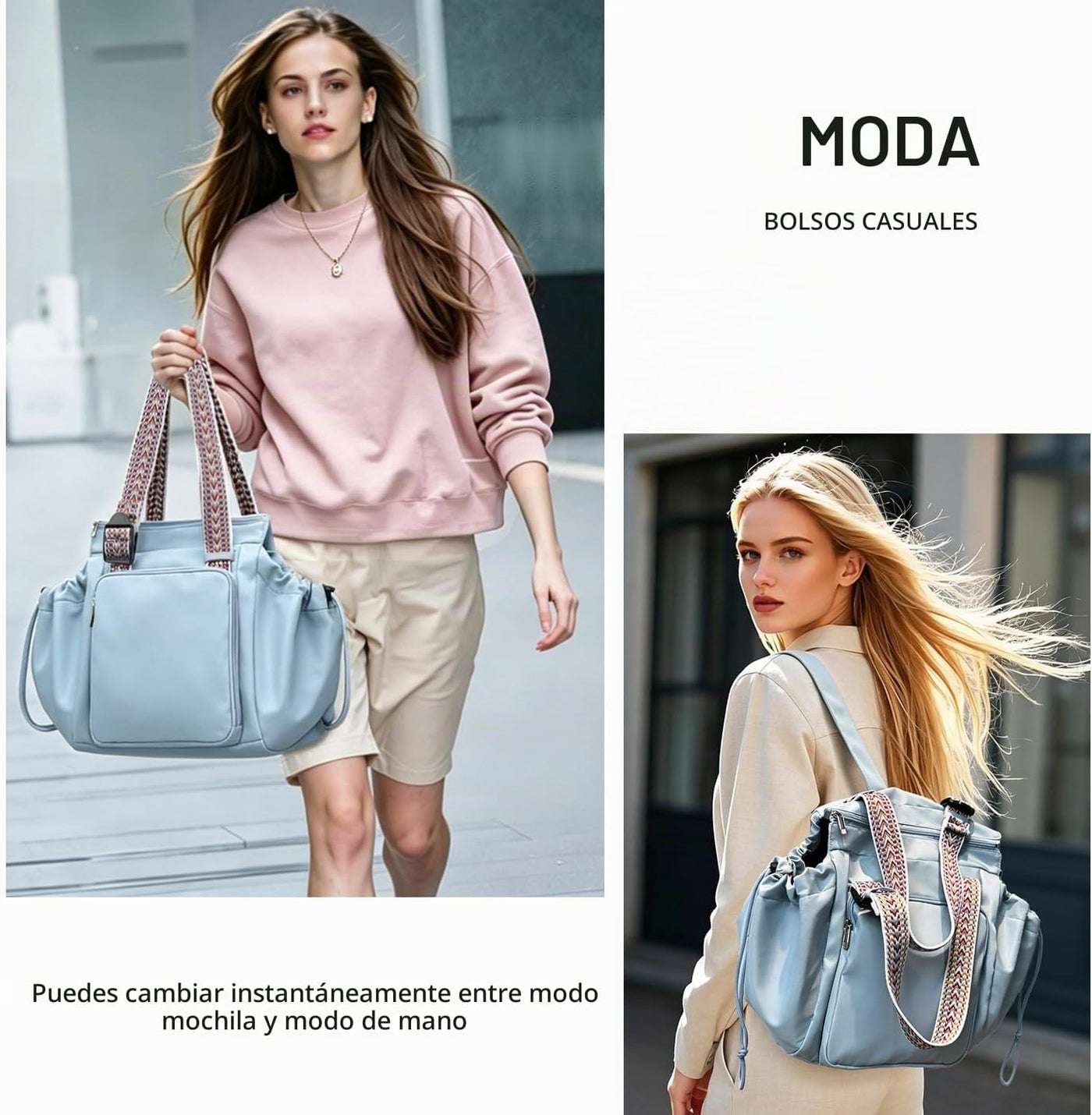 BELLPO Mochila convertible para todos los días, bolsa para pañales,...