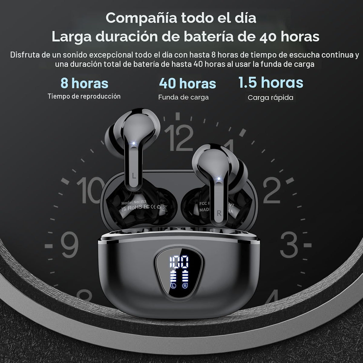 Auriculares inalámbricos, Bluetooth 5.4 Auriculares estéreo de alta...