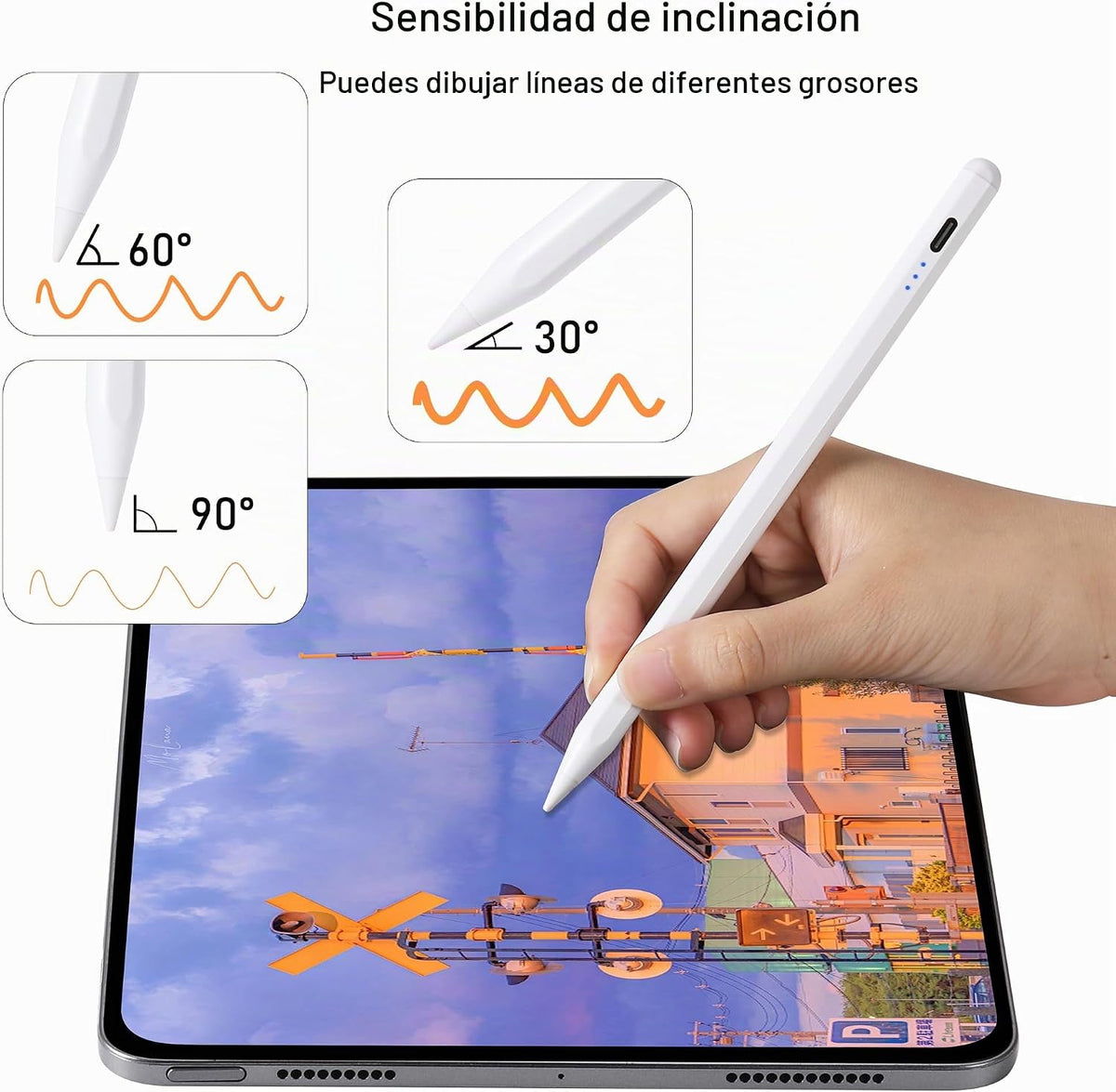 Lápiz para Apple Stylus Pen para iPad A16 rechazo de palma y sensib...