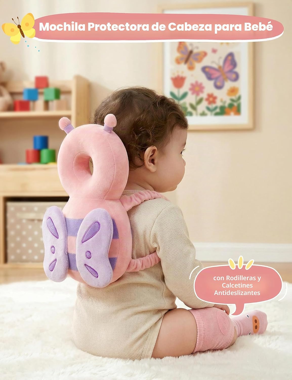 JunNeng Mochila protectora de cabeza de bebé para 3 rodilleras + 3...