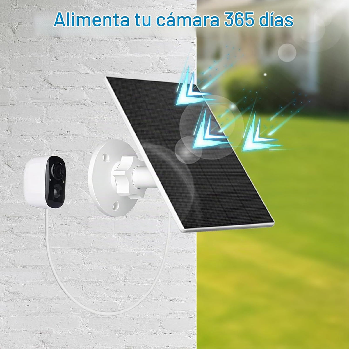 VUEBEE Panel Solar de 2W para Cámaras de Seguridad, USB-C\/Micro US...