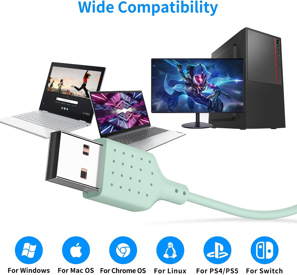 AIAUXAI Auriculares USB para PC,Auriculares con micrófono para comp...
