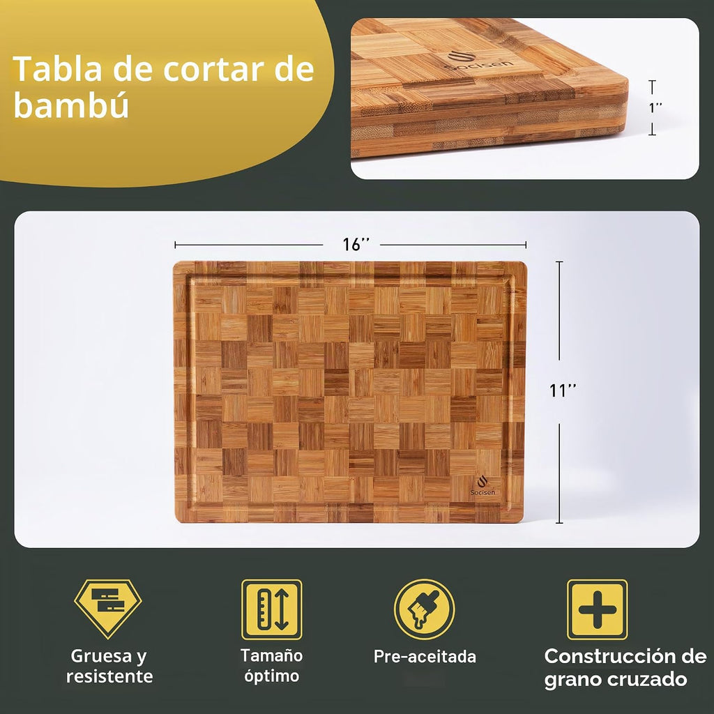 Tabla de cortar de bambú antideslizante resistente sobre el fregade...