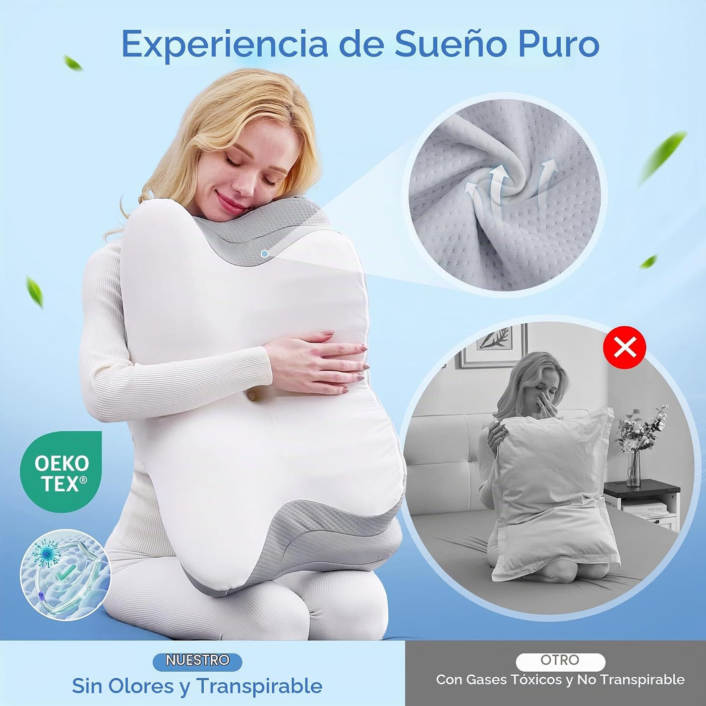 BDEUS Almohada cervical cervical para dormir, almohada ergonómica d...