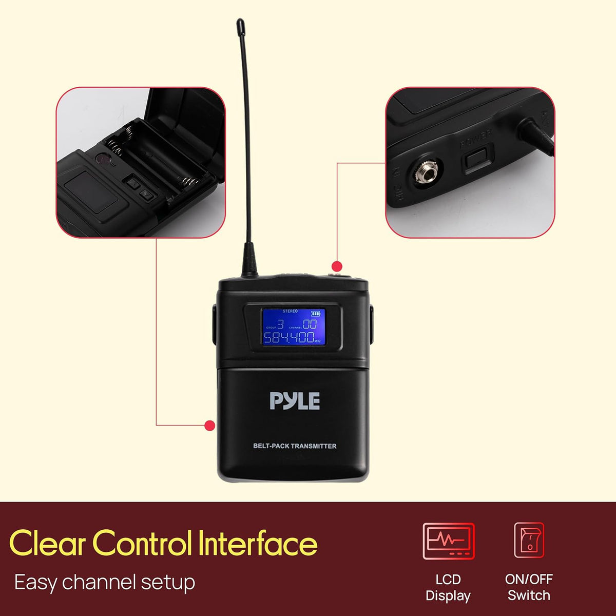 Pyle Sistema de micrófono inalámbrico UHF de 4 canales con 4 micróf...