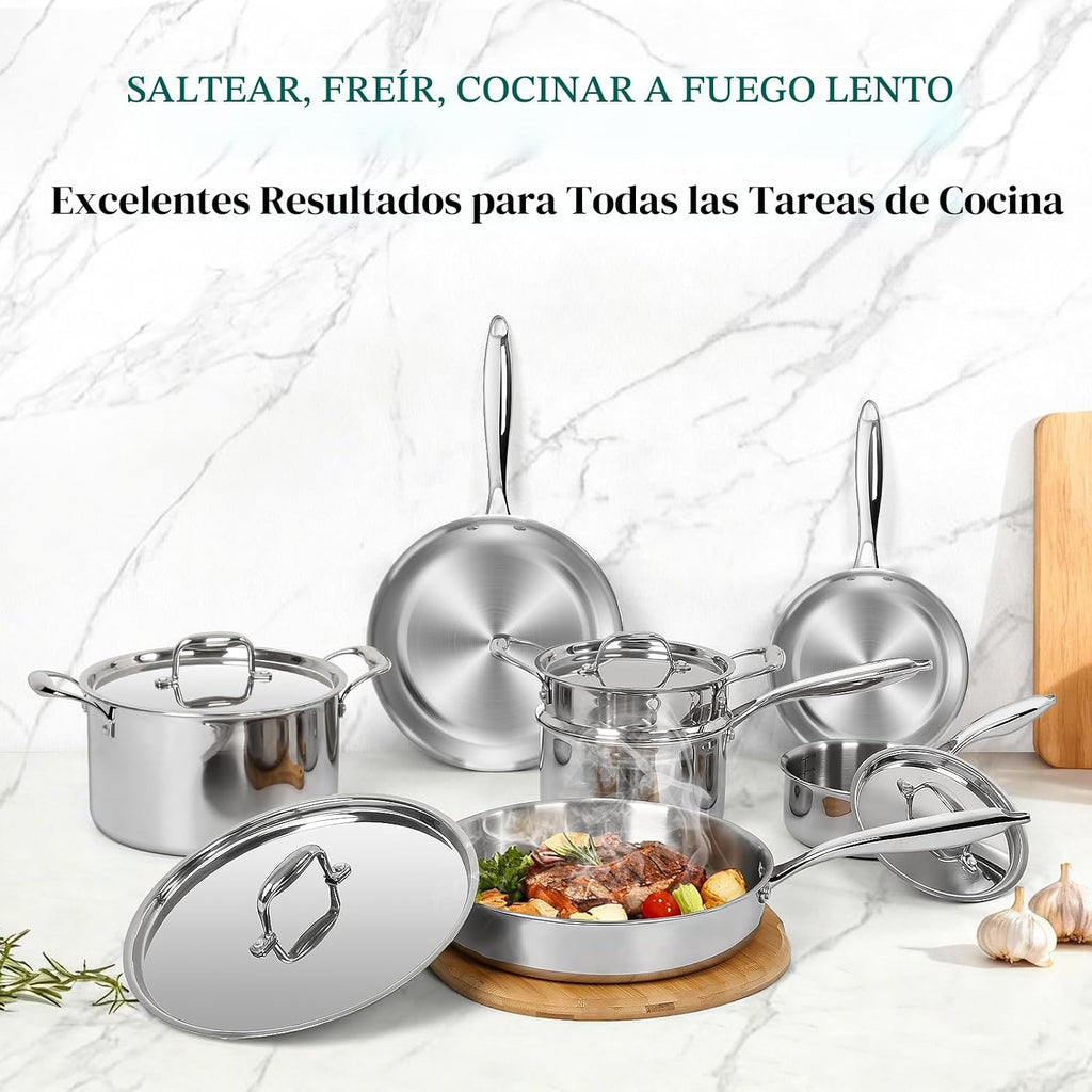 EWFEN Juego de ollas y sartenes, juego de utensilios de cocina de a...