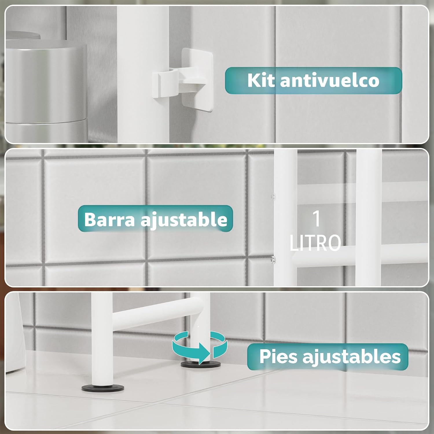 AriseWork Almacenamiento de 3 niveles sobre el inodoro con soporte...