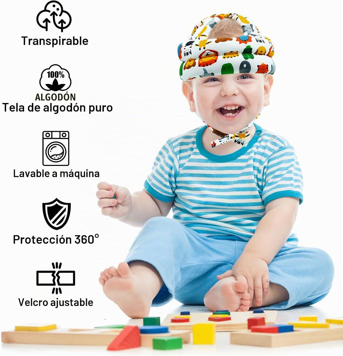Protector de cabeza de bebé, casco infantil, sin golpes, cojín de s...