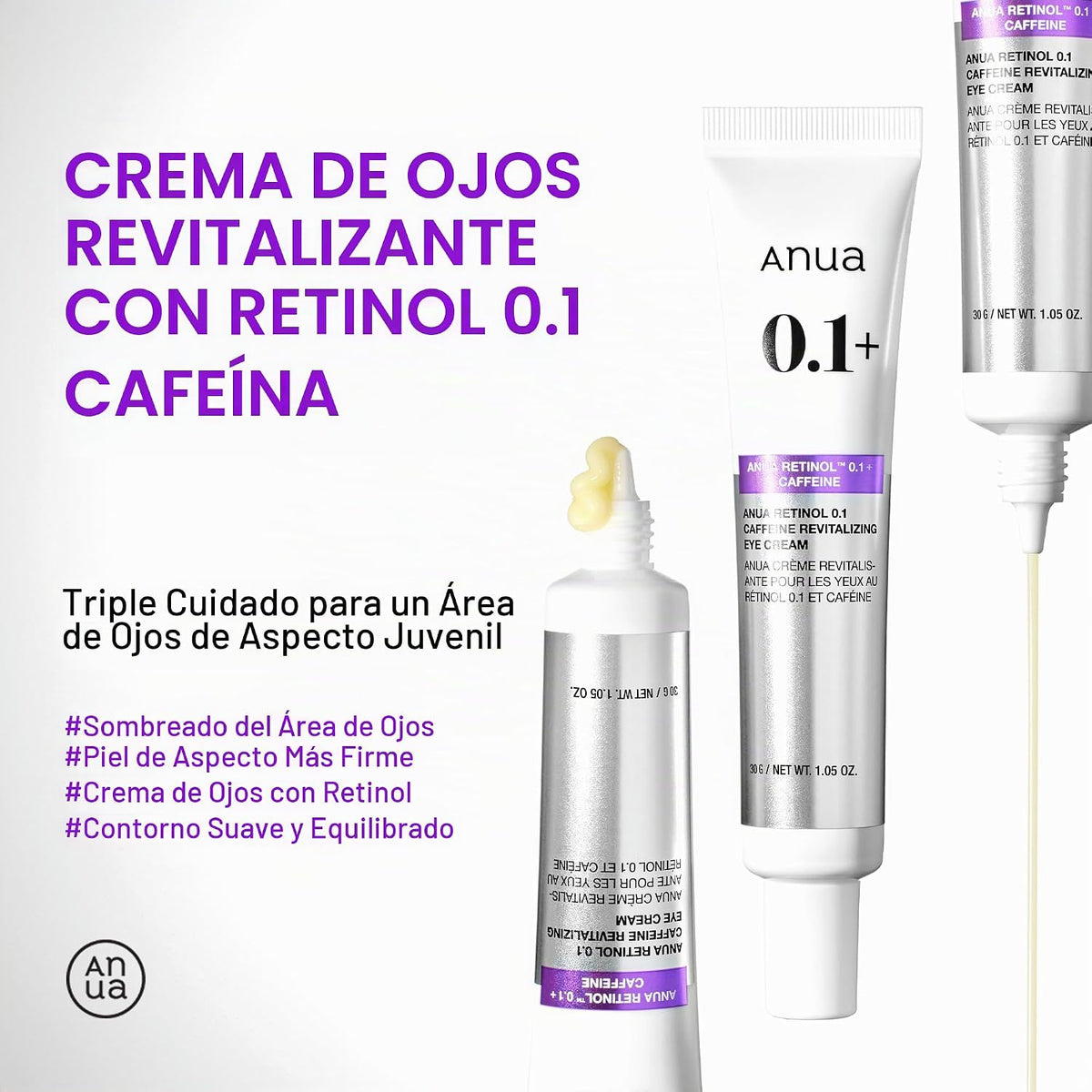Anua Retinol 0.1 Crema revitalizante para ojos con cafeína, 1.05 fl...