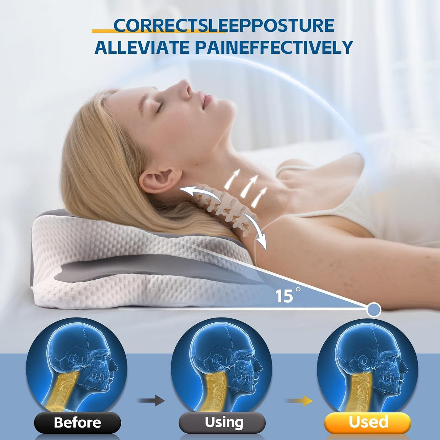 Almohada cervical para alivio del dolor de cuello y hombros, almoha...