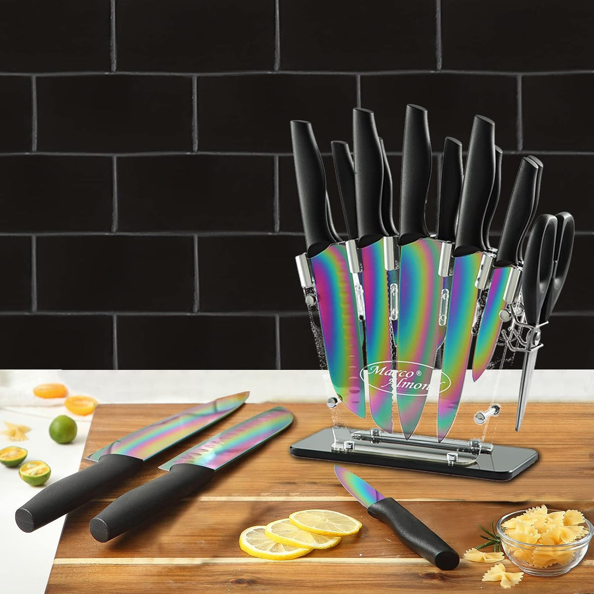 Marco Almond® KYA35 - Juego de cuchillos de acero inoxidable de col...