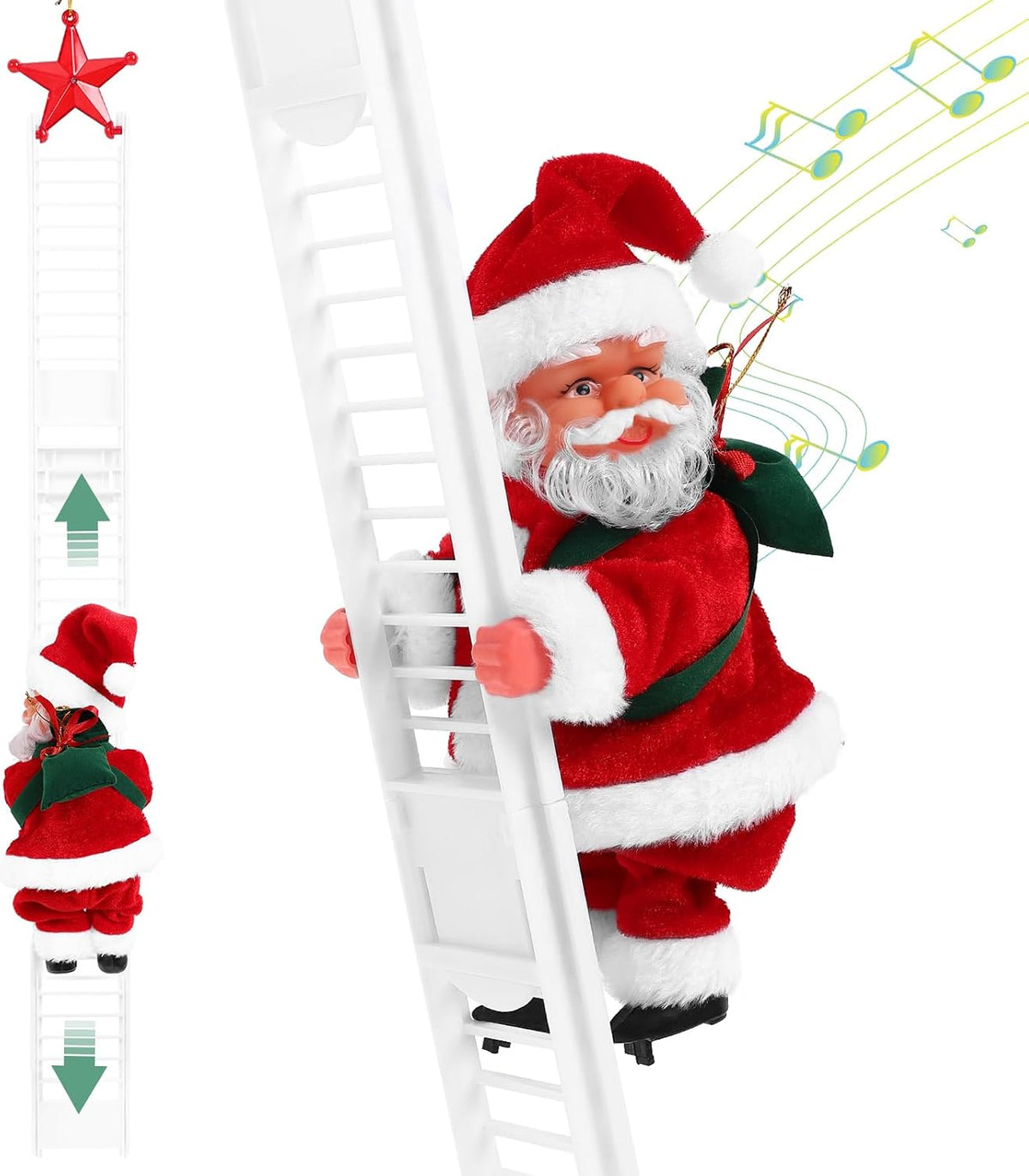 Gfilay Escalando a Papá Noel en escalera con música | Decoración de...