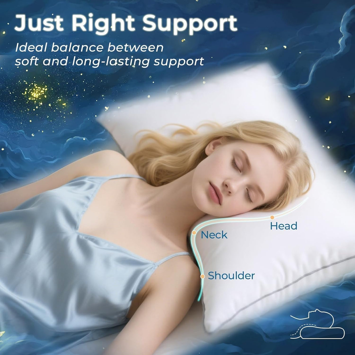 Sasttie - Juego de 2 almohadas tamaño Queen, almohadas de cama para...