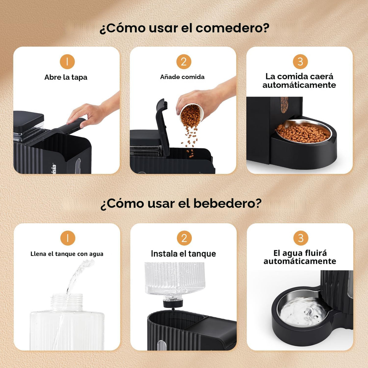 ZOMISIA Gravity - Dispensador de alimentos y agua para gatos, 2 en...