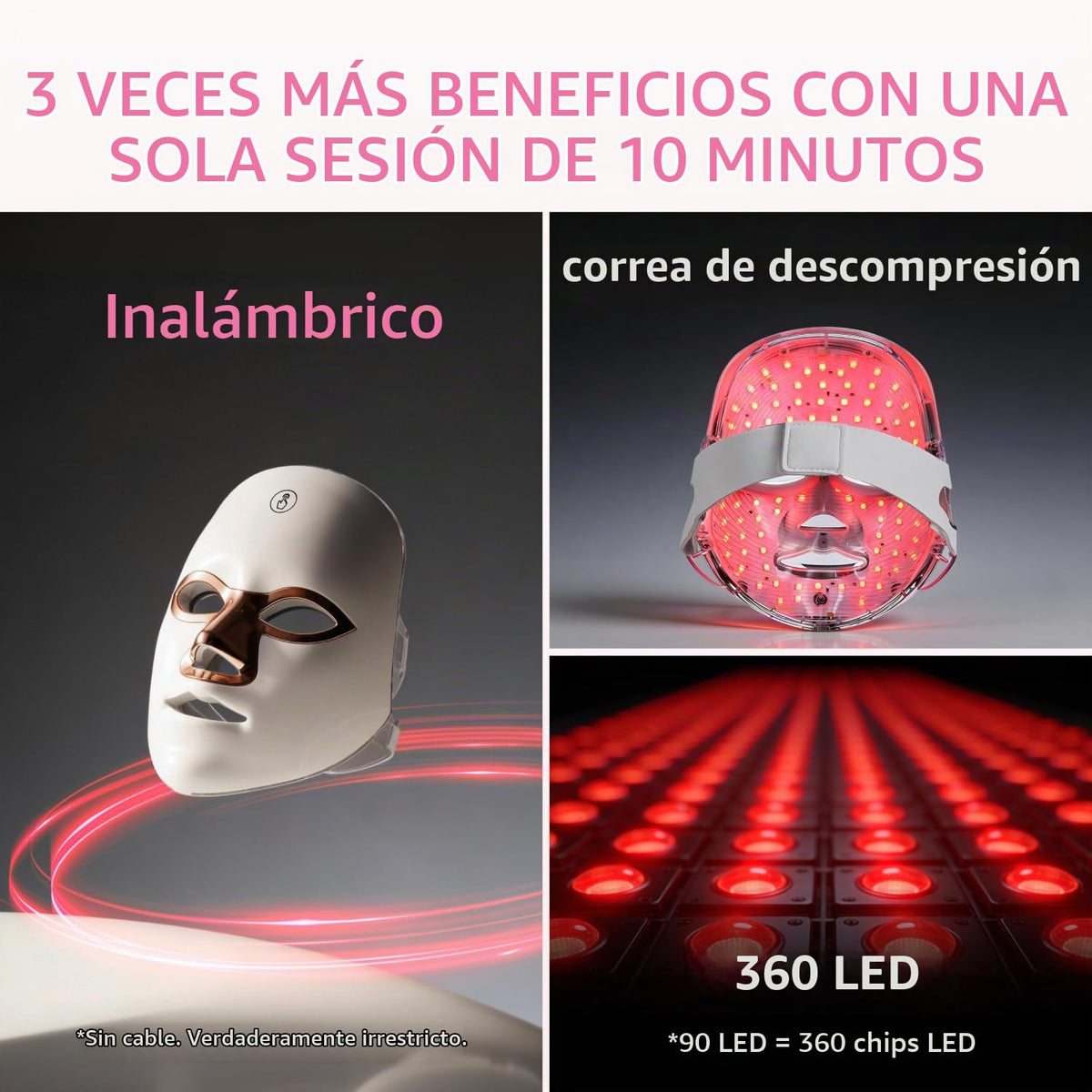 Aesthifae Terapia de luz roja para cara, 850nm NIR y máscara facial...