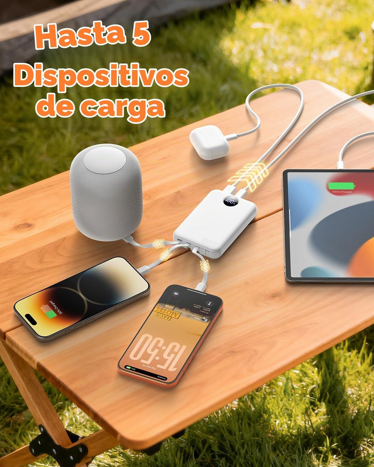 Zmmyuluo Cargador portátil 10000mAh con 4 cables incorporados 40% m...