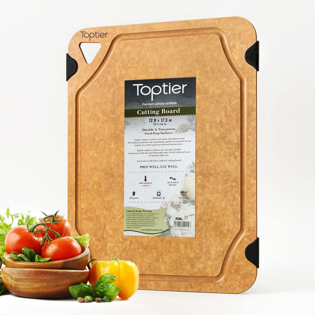 Tabla de cortar para cocina, tabla de cortar TOPTIER de fibra de ma...