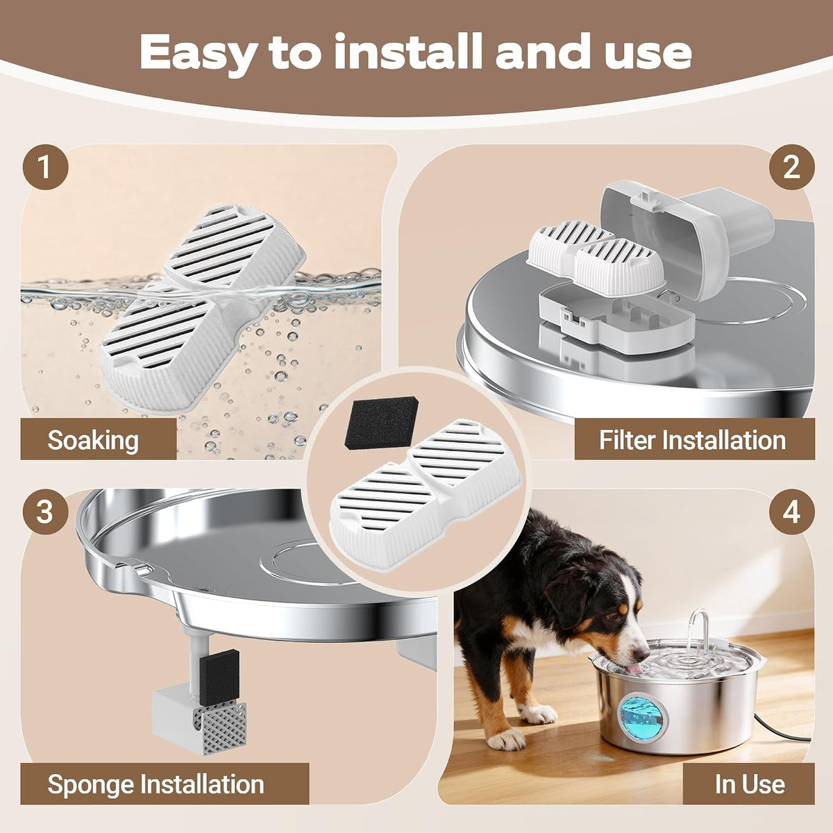 GROOKPET Filtros para fuente de agua para mascotas: 24 filtros de r...