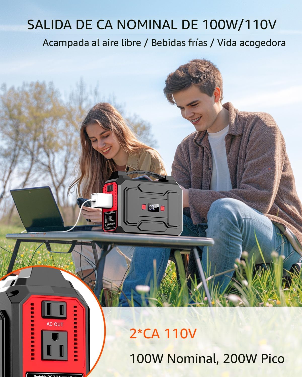 Generador de energía solar, central eléctrica portátil de 100 W con...