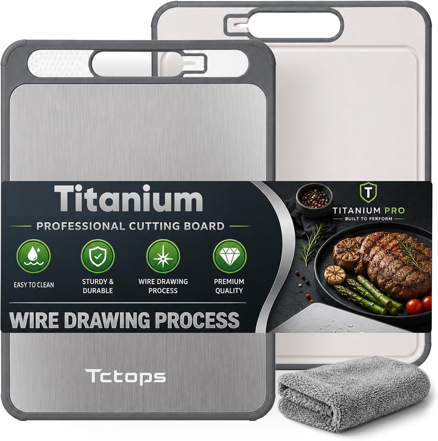Tabla de cortar de titanio para cocina, tabla de cortar de titanio...