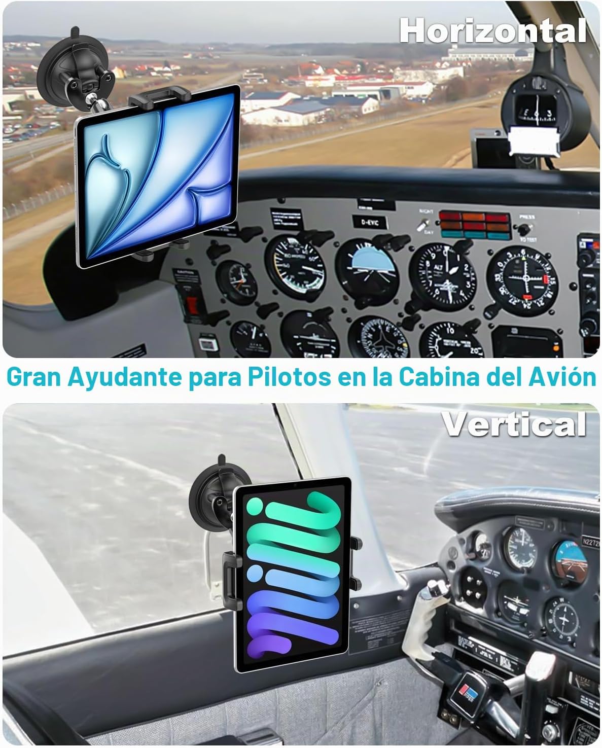 Dosvsi Soporte para tablet de pilotos, [ventosa fuerte] Soporte de...