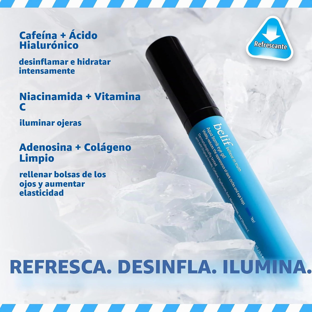 belif Aqua Bomb Gel refrescante para ojos, cafeína y ácido hialurón...
