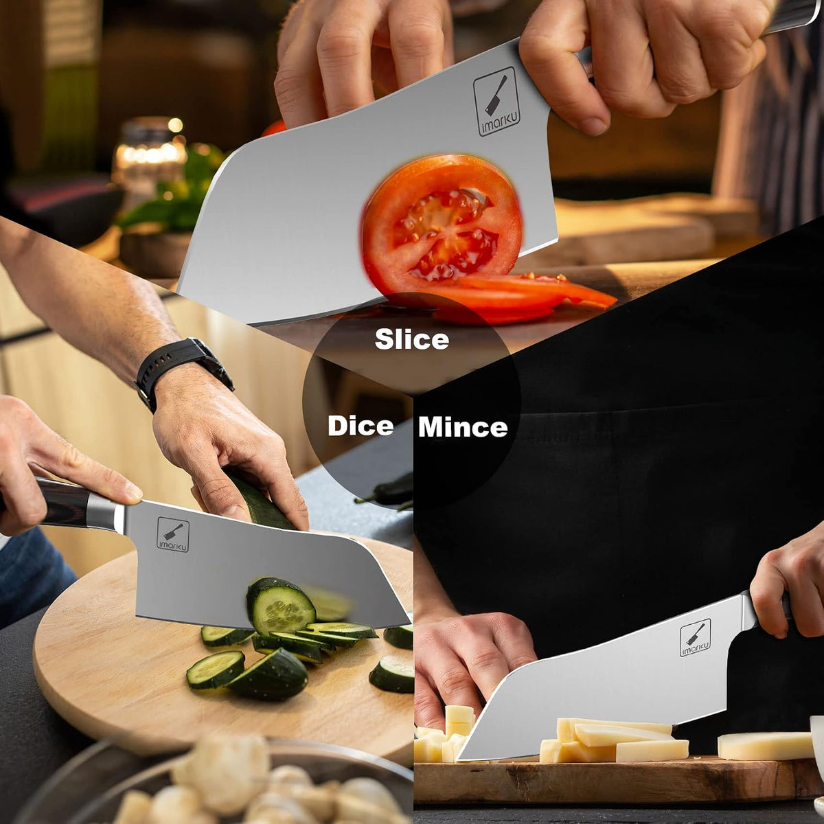 imarku Cuchilla de carne de 7", acero japonés SUS440A, cuchillo...