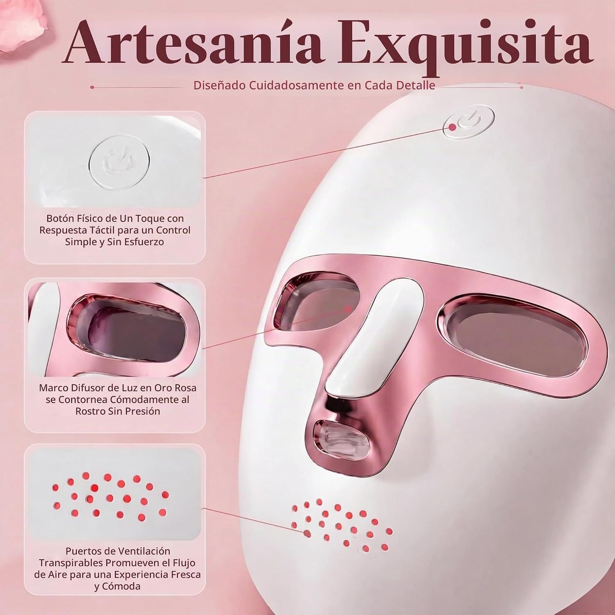VexlthA Terapia de luz roja para la cara, 7 colores LED máscara fac...