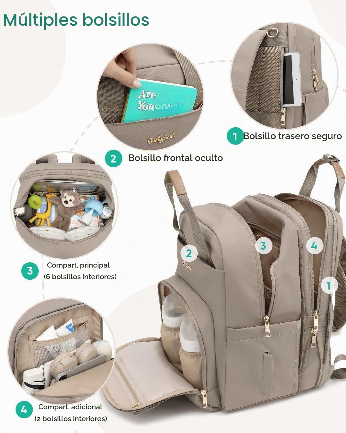 Qualyphant Mochila de pañales extragrande para 2 niños expandible 2...