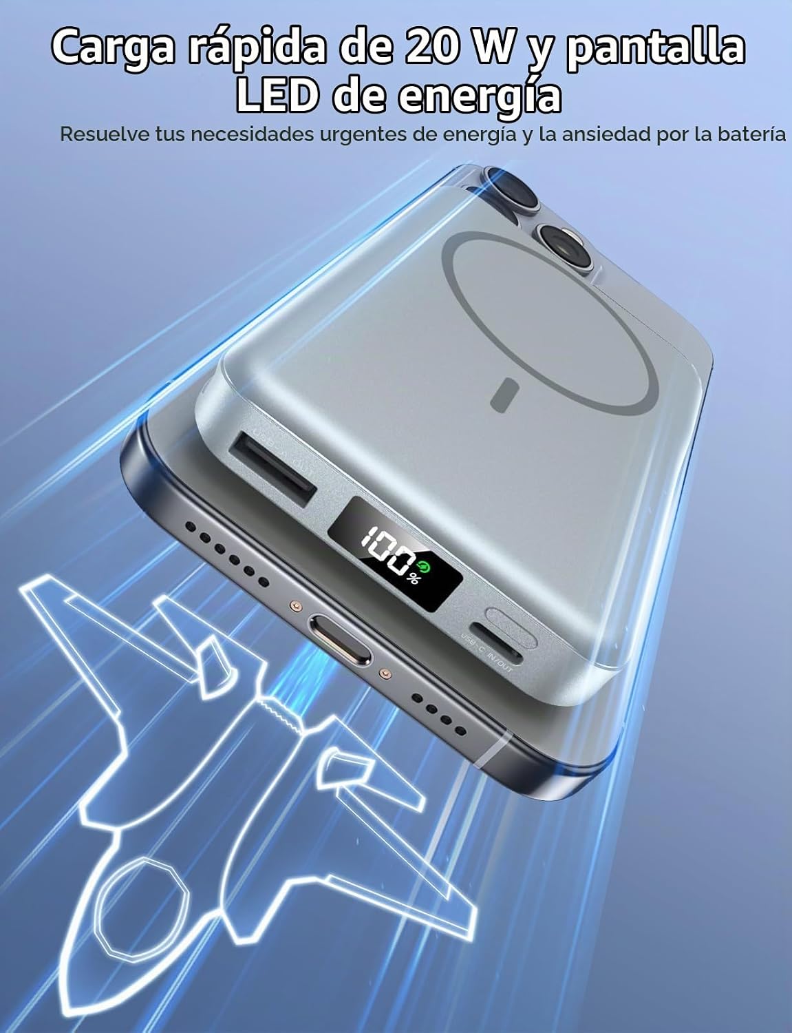 Aobbow Cargador portátil magnético, paquete de batería MagSafe de 1...