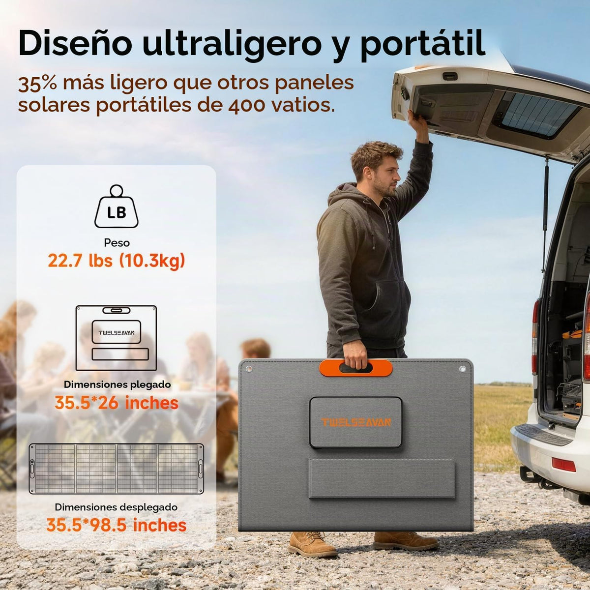 Panel solar portátil de 400W para estación de energía, cargador de...