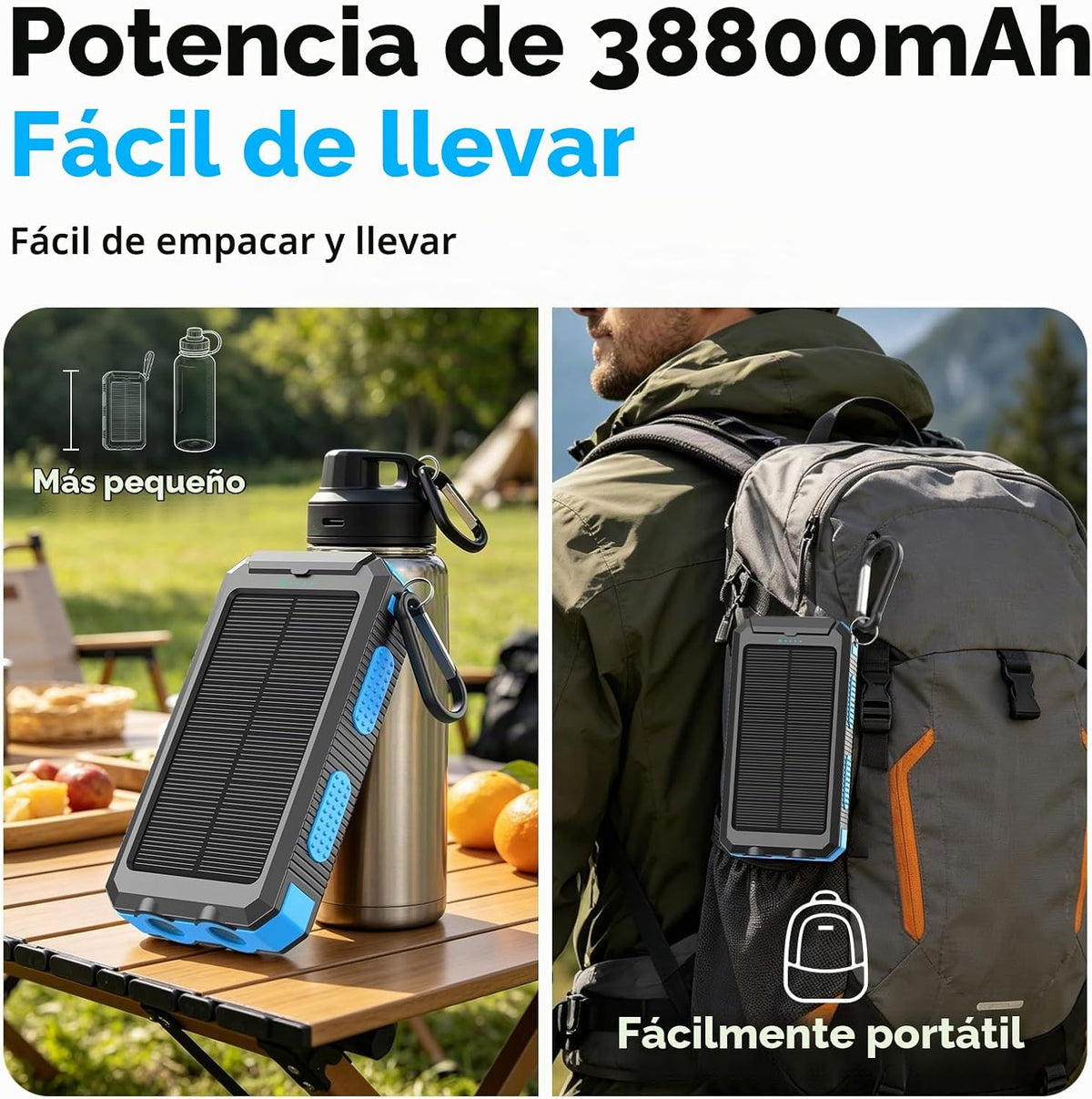 Banco de energía solar 38800mAh cargador portátil para teléfono con...