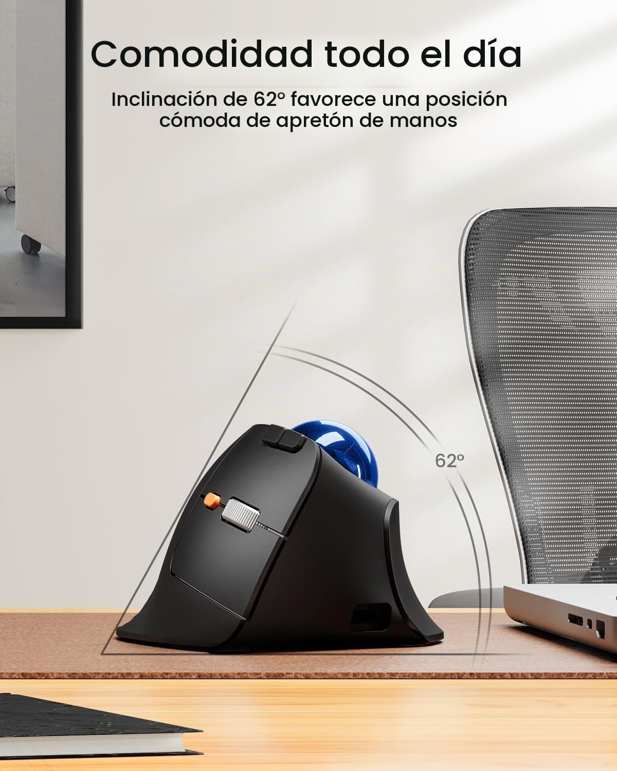 ProtoArc Ratón Trackball Vertical Inalámbrico, EM05 NL Ratón Ergonó...