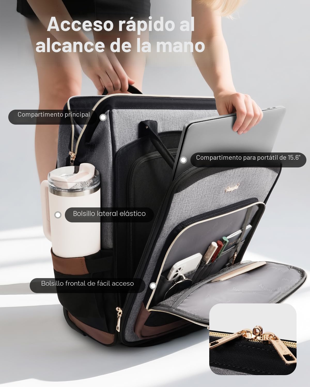 Arcoyard Mochila con ruedas para mujer, mochila de viaje de 16 pulg...