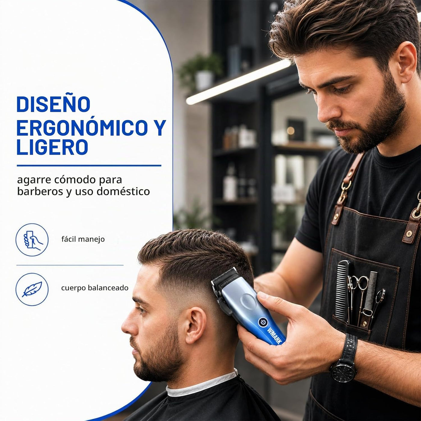 WMARK Cortapelos para hombre Profesional Inalámbrico Barber Clipper...