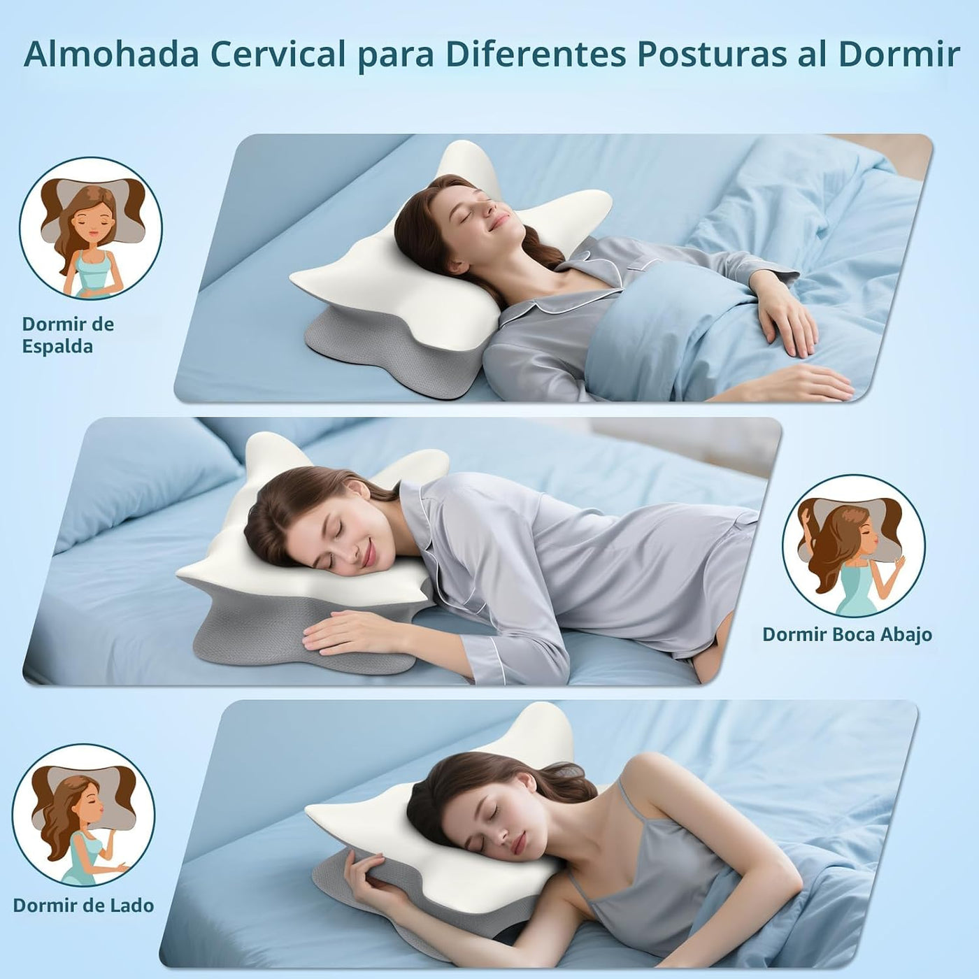 Almohada cervical para aliviar el dolor de cuello y hombros, almoha...