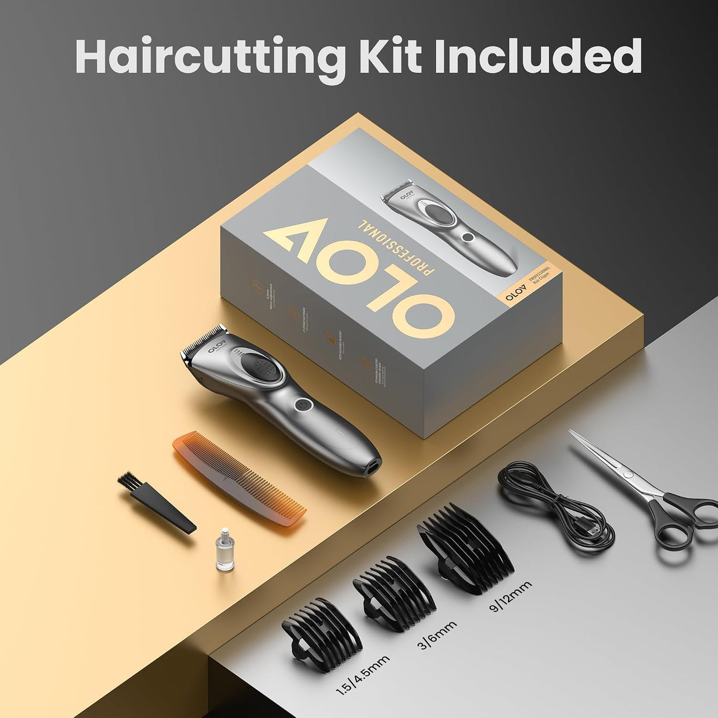 OLOV PROFESSIONAL Cortapelos para hombres, kit de cortapelos inalám...