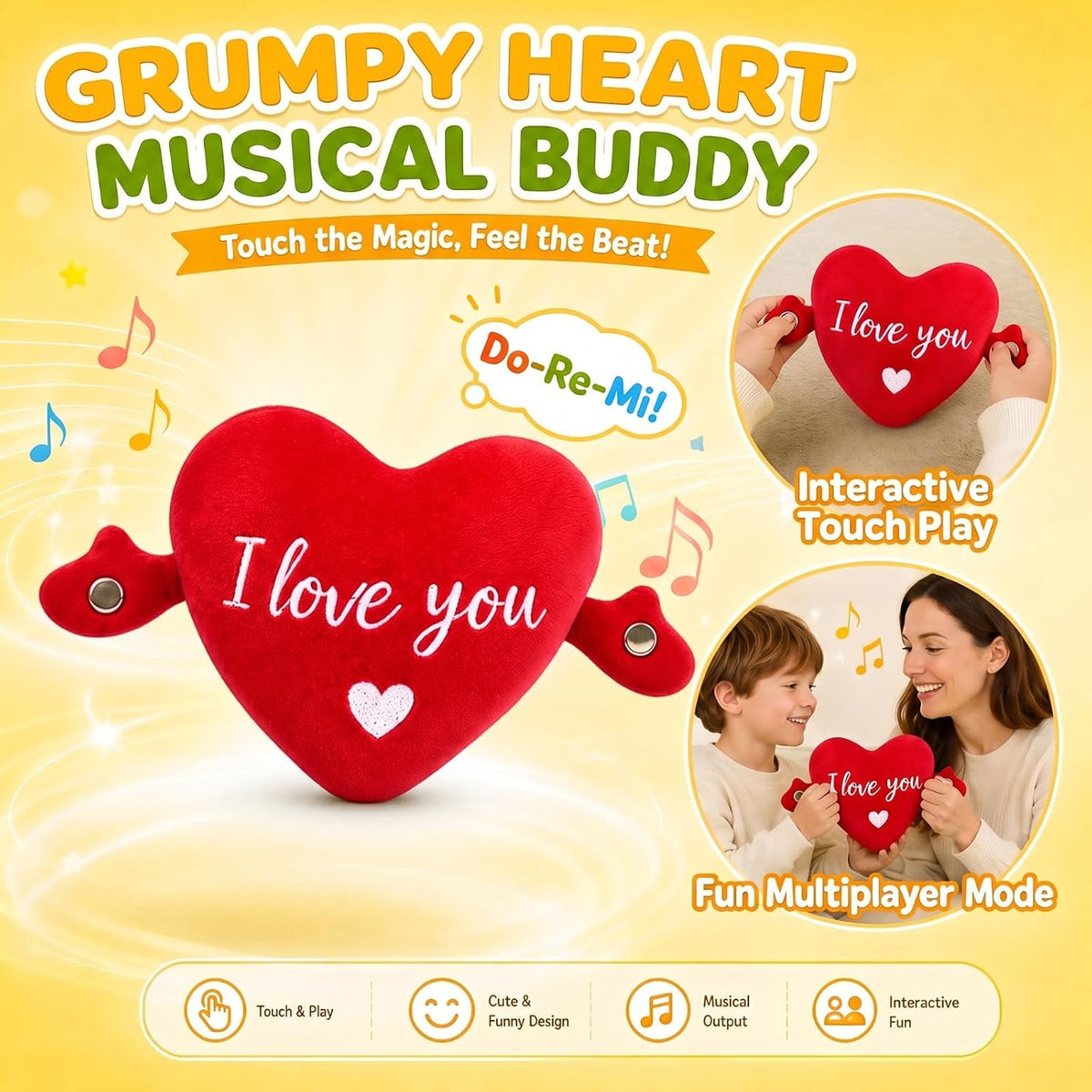 DoddyFun Juguetes sensoriales musicales, juego interactivo de peluc...