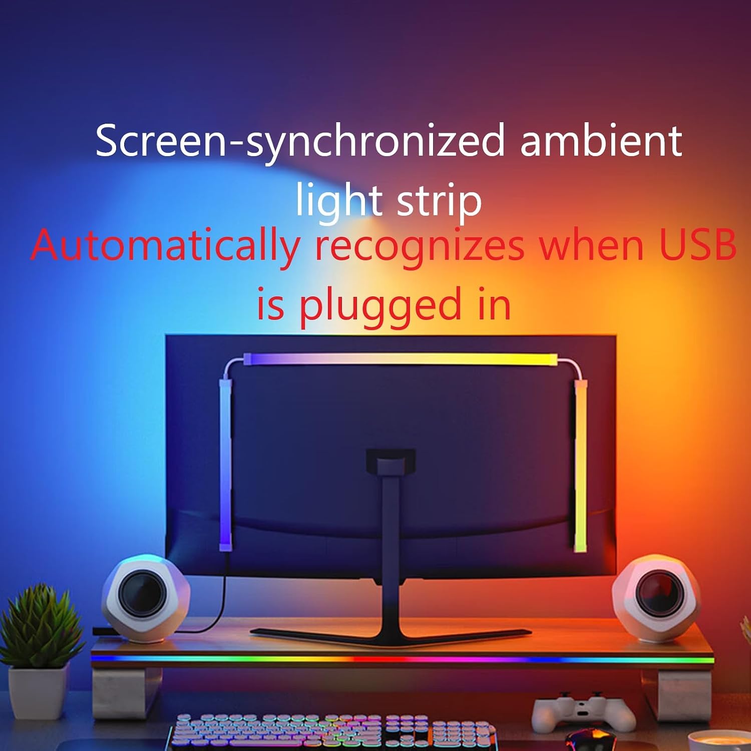BLYGACN Monitor LED Retroiluminación, Pantalla RGB Luz de Escritori...