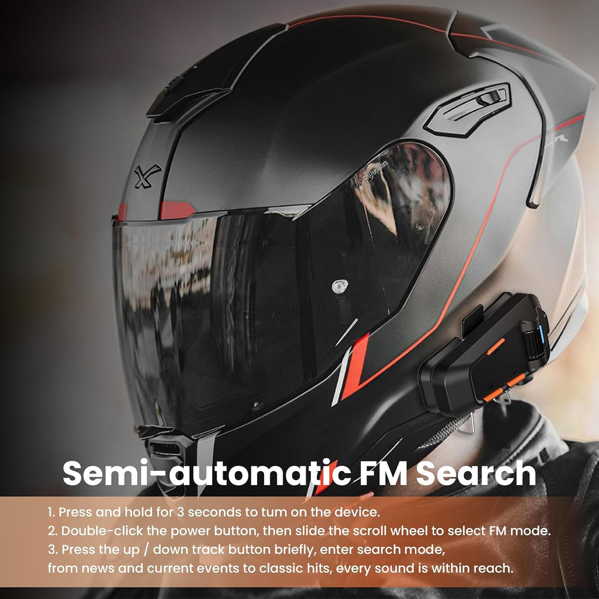 ATWHTE Auriculares de comunicación Bluetooth para casco de motocicl...