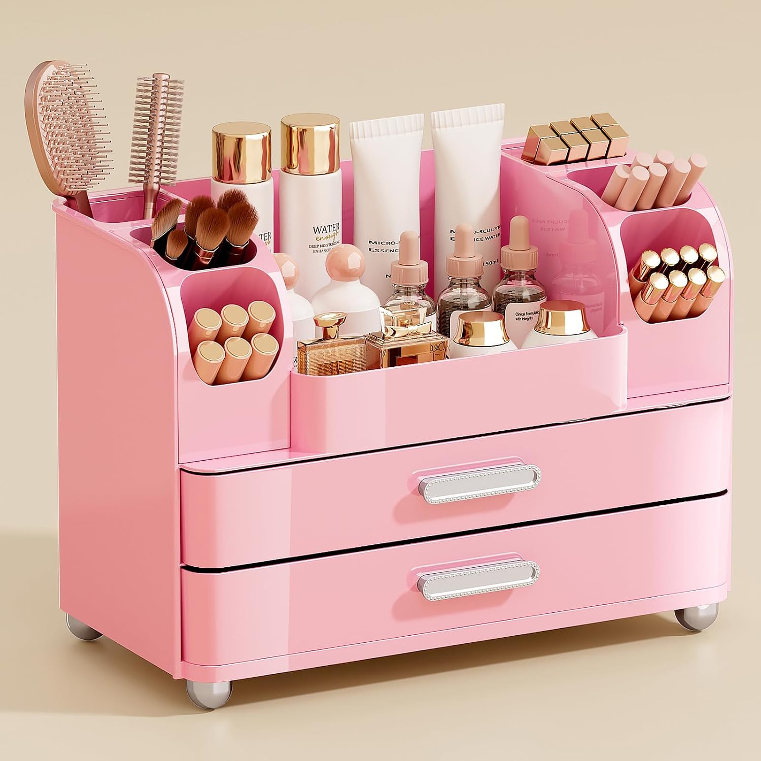UFORU Organizador de maquillaje para tocador con 2 cajones grandes,...