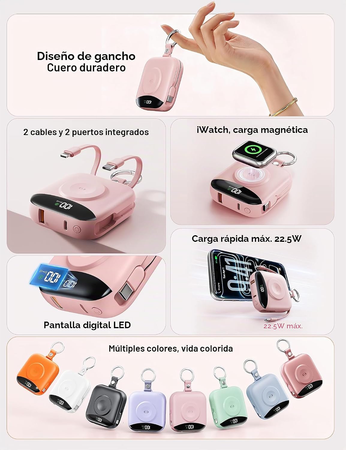 BLJIB Cargador portátil 10000mAh 22.5W Banco de energía incorporado...