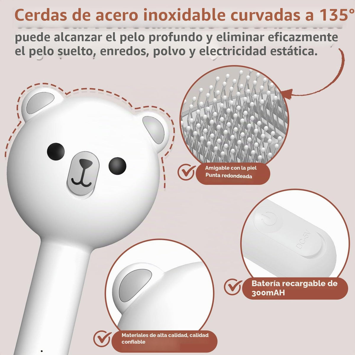 Cepillo de vapor para gatos con 2 niveles de pulverización y botón...