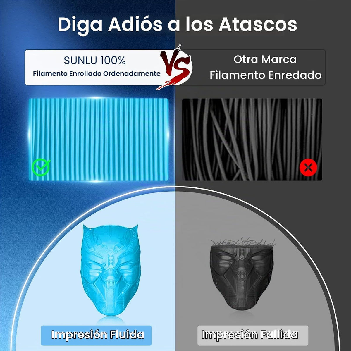 SUNLU Filamento PLA Plus de 0.07 in, azul cielo, 2.2 lbs | Filament...