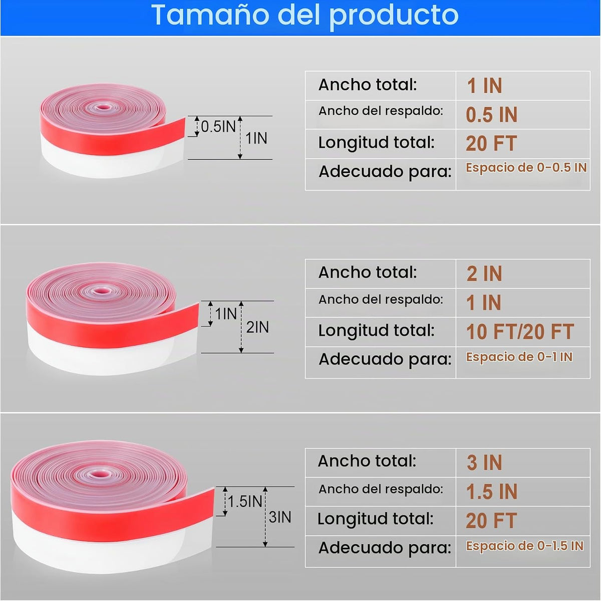 ToLanbbt Burlete de Silicona para Puerta Tira de Sellado 2 pulgadas...